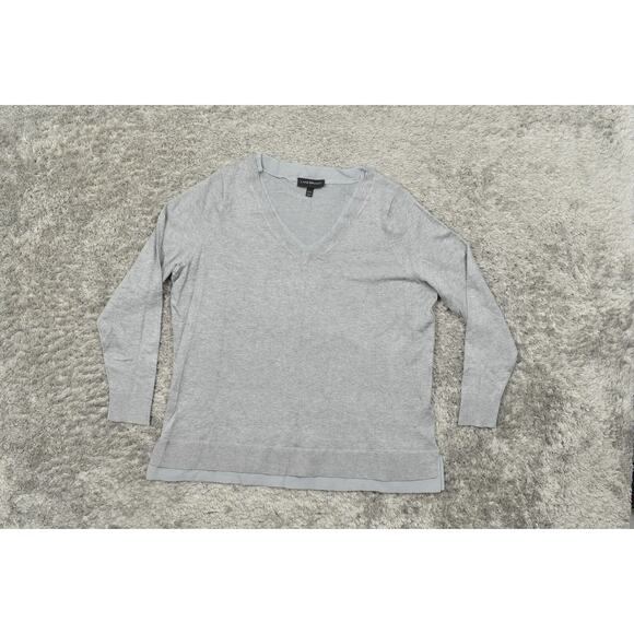 Lane Bryant Gray Pullover Sweater Plus Size 22/24 V Neck Long Sleeve Soft - Picture 2 of 8